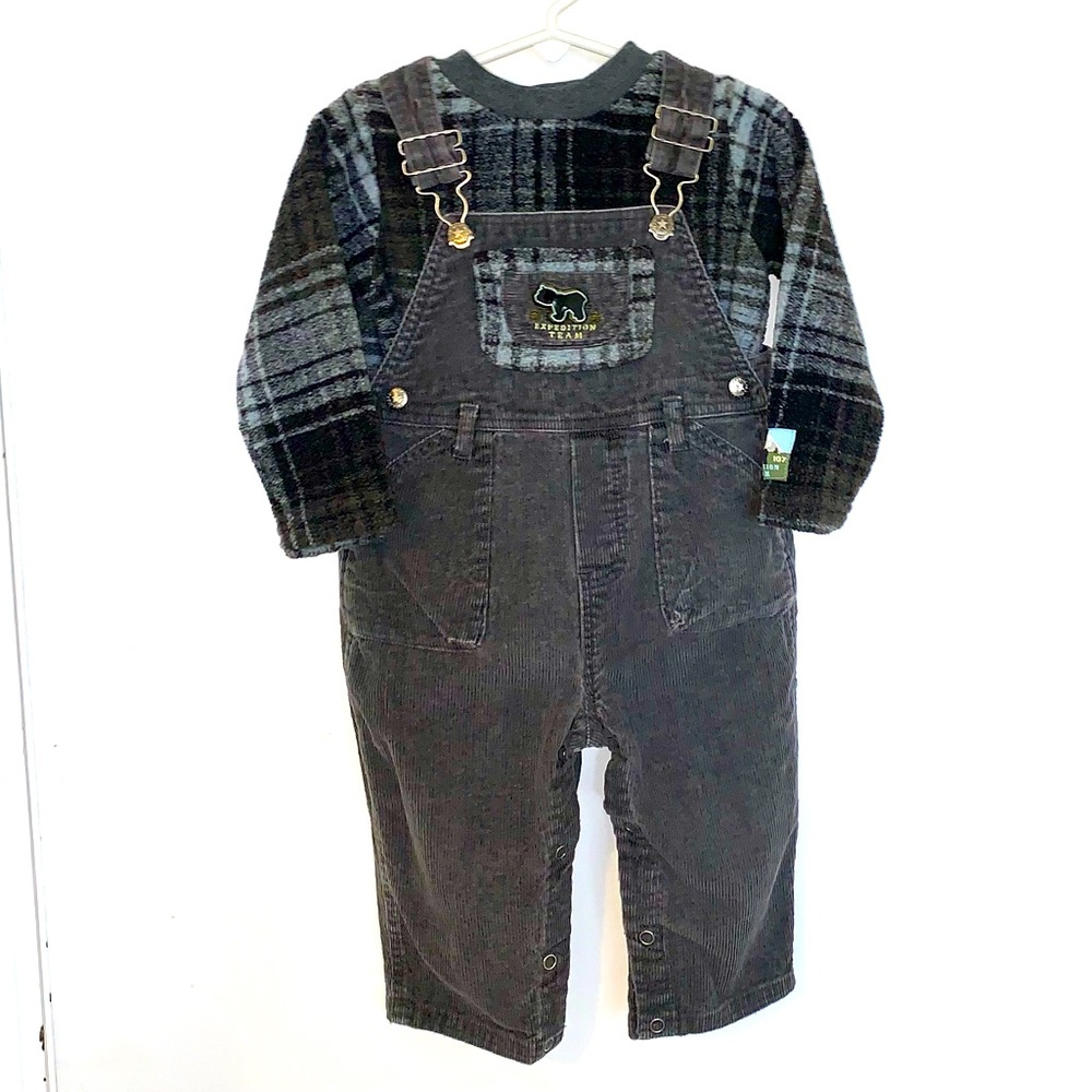 🧸 Two-Piece Matching Set Fleece Top and Corduroy Overalls